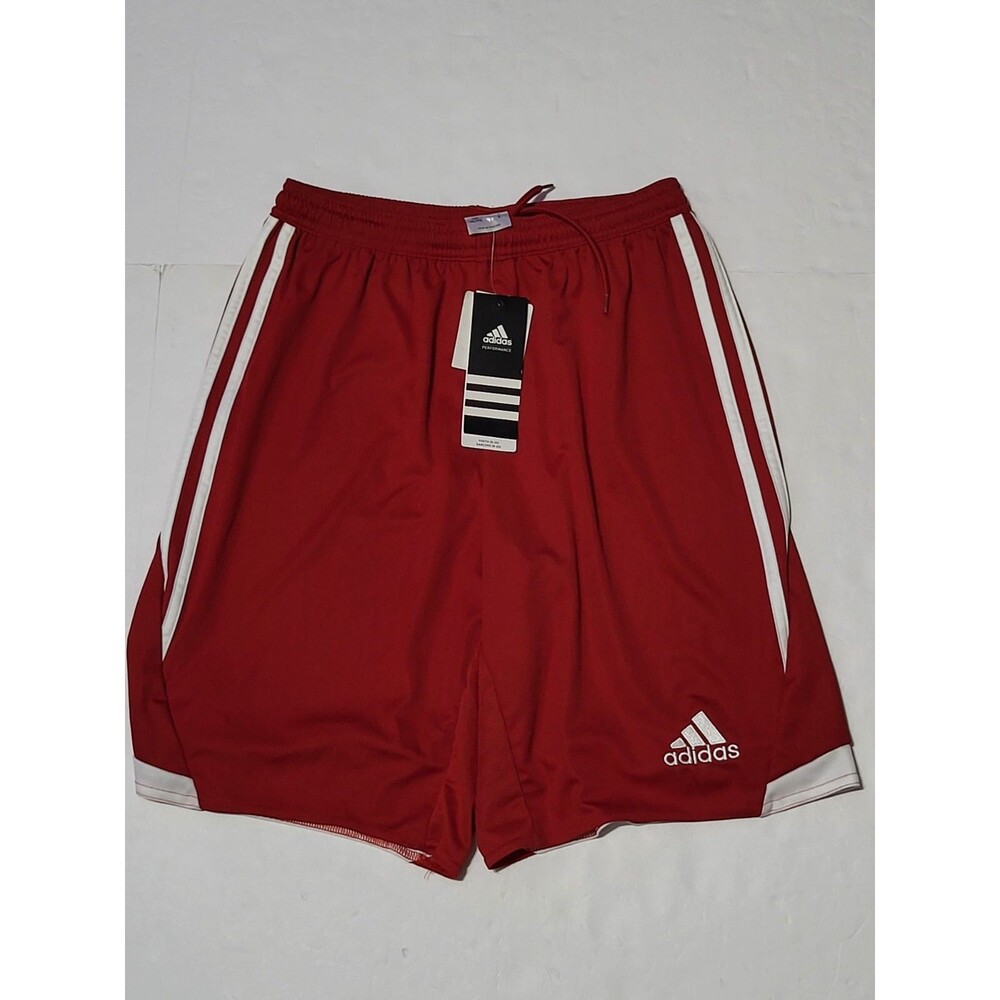 Youth Adidas ClimaCool Soccer Shorts Red White Stripes sz XL